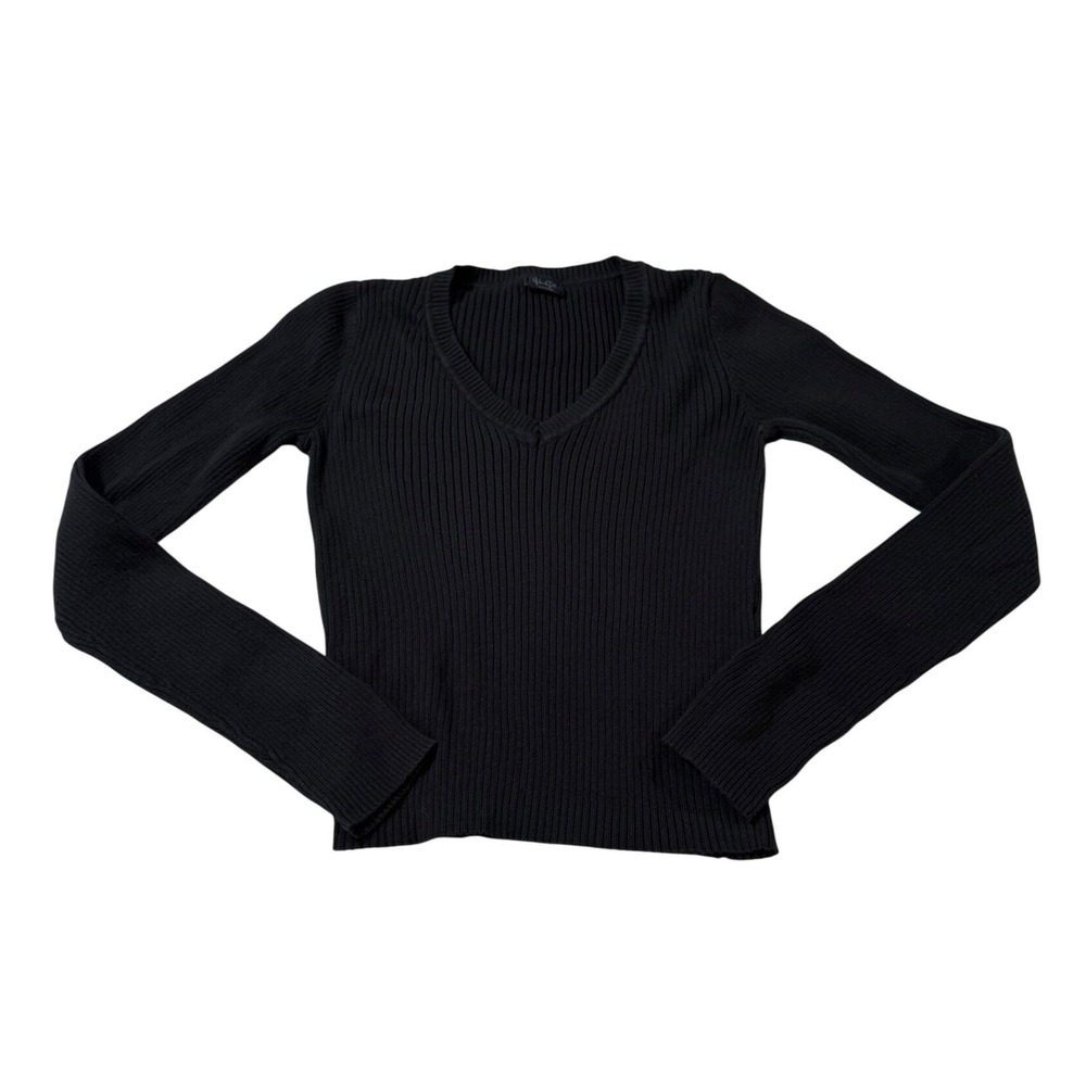 John Galt Ribbed Long Sleeve Top Fitted Minimalist Basic Casual Fall Preppy S